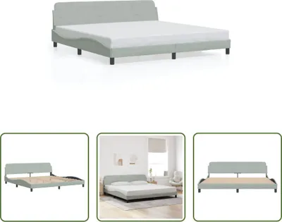 Produktbild von The Living Store Bettgestell mit Kopfteil Hellgrau 200x200 cm Samt