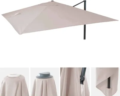 Immagine prodotto di Copertura di ricambio per ombrellone a semaforo di lusso HWC-A96, copertura di ricambio per ombrellone, 3x3m (Ø4,24m) poliestere 2,7kg ~ grigio crema