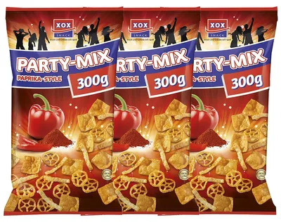 Immagine prodotto di XOX Partymix Paprika Style Snack di patate e grano 300g confezione da 3 pezzi
