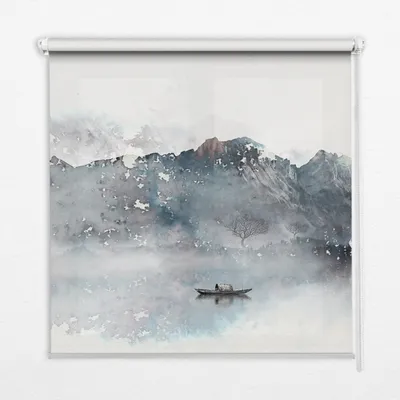 Produktbild von Seitenzug-Rollo Fensterrollo Jalousie - Lichtdurchlässig Springrollos - 80x240 cm - Gemalte Berge