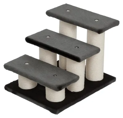 Produktbild von Kratztreppe für Katzen - Kratzbaum mit 3 Stufen - 34 cm hoch - Holz - Kratzstamm - Katzentreppe und Rampe