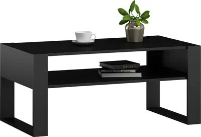 Produktbild von MATKAM Couchtisch KAJA H50 x B100 x T53,6 cm, offene Ablage unter der Tischplatte, Kufenbeine (Schwarz)
