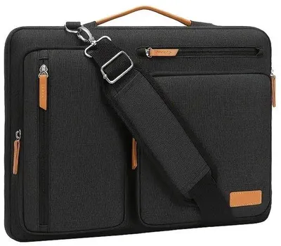 Immagine prodotto di Borsa leggera per laptop con tracolla regolabile - Borsa con cerniera, diversi scomparti e tasche con cerniera - Borsa per laptop (nera)