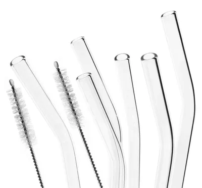 Image de pailles en verre Bremermann, lot de 6, longueur 20 cm, réutilisables, transparentes, incl.