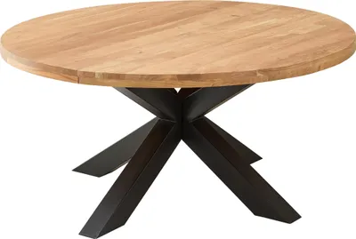 Produktbild von Esstisch >Brad< in Akazie, schwarz, Massivholz, Metall - 75x160cm (HxD)