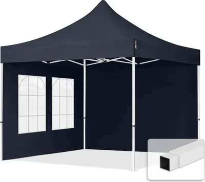 Produktbild von TOOLPORT 3x3m Stahl Faltpavillon, inkl. 2 Seitenteile, dunkelgrau