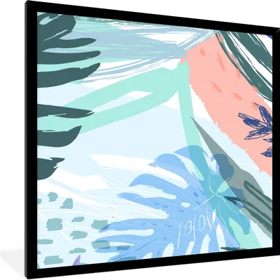 Produktbild von MuchoWow® Gerahmtes Poster Sommer - Blau - Grün 40x40 cm - Poster mit Schwarzem Bilderrahmen Wandposter Rahmen Foto Bilder - Mit Rahmen - Wanddekoration Schlafzimmer