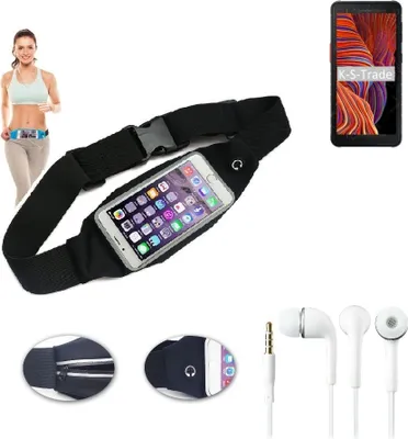 Produktbild von K-S-Trade Bauchtasche Gürteltasche kompatibel mit Samsung Galaxy XCover 5 schwarz + Kopfhörer. Sport Running Jogging Fitness Laufen Umhängetasche