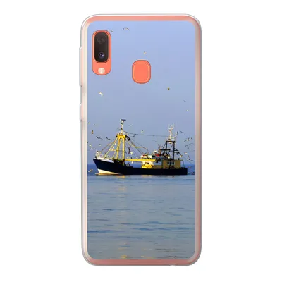 Produktbild von MuchoWow® Handyhülle Schutzhülle Hülle für Samsung Galaxy A20e Nordsee - Fischerboot - Vogel Silikon Softcase Handy Hülle - Abdeckung