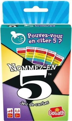 Image de Jeu de Cartes Nommez-en 5 GOLIATH, Jeu d'Ambiance, Voyage, 8 Ans et Plus, 2+ Joueurs, Durée 30 Minutes