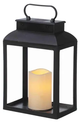 Produktbild von Deko Kunststoff Laterne mit LED Kerze - 29 cm Timer Batterie Betrieb