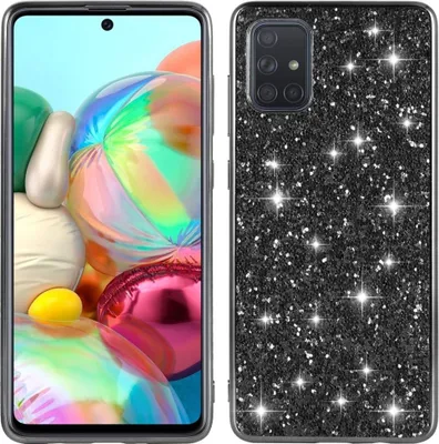Produktbild von Mobigear Glitzer-Handyhülle für Samsung Galaxy A51, Hartschalenhülle, Rückseite - Schwarz