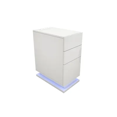 Produktbild von 2x Schmaler Nachttisch mit Steckdose & USB,Nachttisch LED mit 3 Schubladen,Weiß Front Hochglanz Nachtkommode Beistelltisch für Schlafzimmer 50x30x63cm