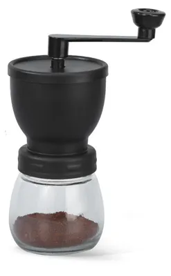 Produktbild von Handkaffeemühle tragbar, manuelle Kaffeemühle, 120ml, Keramikmahlwerk, einstellbar, Glasbehälter, für Reisen, Büro, Haushalt, leicht zu reinigen