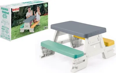 Image de Dolu 2618 Picknicktafel voor 4 Kinderen Binnen/Buiten Grijs/Geel/Blauw/Wit