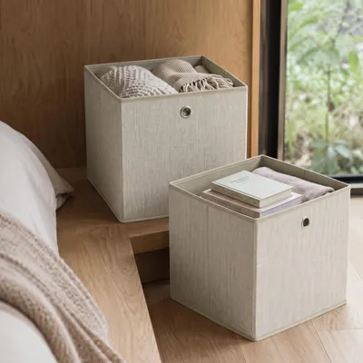 Produktbild von Aufbewahrungsbox Aufbewahrungsboxen 6er Set Faltbare Ordnungsboxen mit Griff 33x33x33cm Beige Regalboxen Faltboxen aus Vliesstoff für die Aufbewahrung