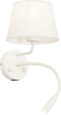 Produktbild von Wandlampe mit Schalter Metall Stoff Flexarm 50 cm hoch Weiß E27 Modern