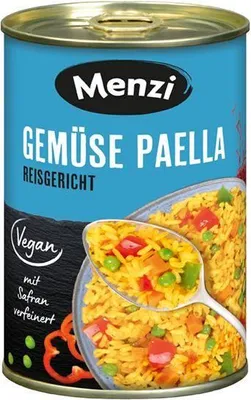 Produktbild von Menzi Gemüse Paella 400 G Dose vegan tafelfertig typisch spanisch