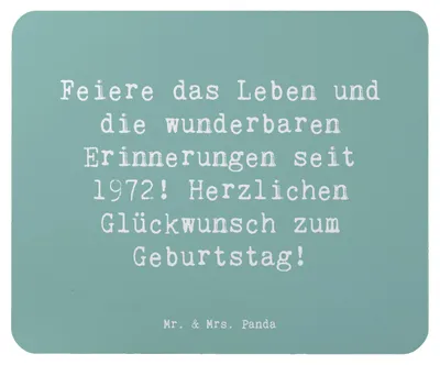 Produktbild von Mr. & Mrs. Panda Mauspad Spruch 1972 Geburtstag - Meeresbrise - Geschenk, Happy Birthday, Mouse Pad, mausteppich, Geburtstagsgeschenk, laptop, Glückwünsche, pc mousepad