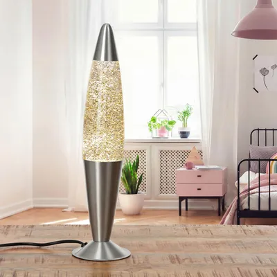 Obrázek produktu pro Lávová lampa se zlatými třpytkami 40 cm G9 retro design stolní lampa obývací pokoj ložnice ROXY