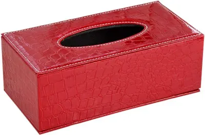 Produktbild von Taschentuchbox aus Kunstleder in Krokodiloptik, rechteckiger Autozubehörhalter