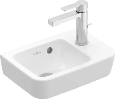 Productafbeelding van Villeroy & Boch O.Novo wastafel zonder overloop, links, met kraangat aan de rechterkant, 36x25x14,5 cm, wit