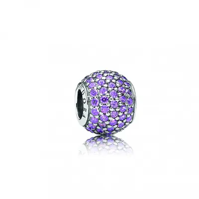 Produktbild von Pandora Charm Damen Pavé Kugel Lila Silber 791051CFP