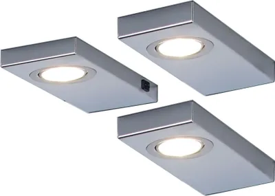 Zdjęcie produktu dla Oprawa kuchenna LED pod szafkę 3x3 W, zestaw oświetlenia ze stali nierdzewnej Leon 2.0