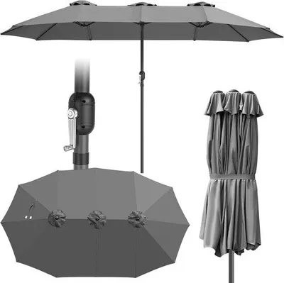 Zdjęcie produktu dla Parasol ogrodowy z szerokim daszkiem w kolorze szarym