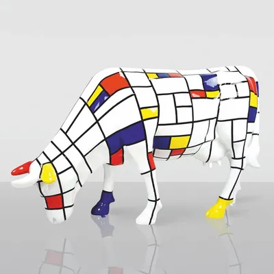 Produktbild von Casa Padrino XXL Deko Skulptur Kuh Weiß / Bunt 220 cm - Lebensgroße Garten Figur