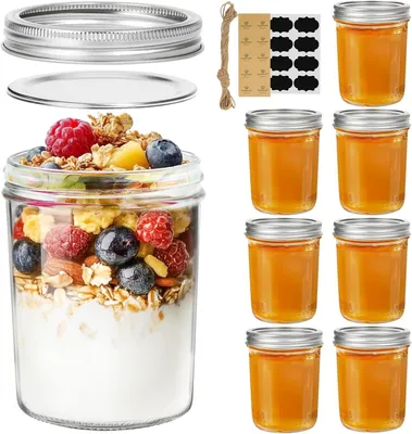 Image de Omgoods - Ensemble de 8 bocaux en verre hermétiques de 480 ml