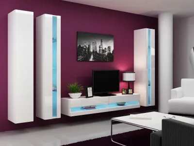 Produktbild von Mediawand Wohnwand 4 tlg - SENTIC 6 - Weiss Hochglanz inkl.LED