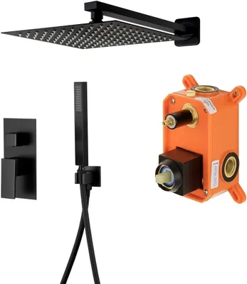 Productafbeelding van BADLAND Inbouw doucheset, douchegarnituur, zwart mat. Mengkraan, box
