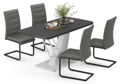 Immagine prodotto di Set di tavoli da pranzo Vicco Fenaro Nero/Bianco 120 x 80 cm con 4 sedie da pranzo, grigio, Model 62999