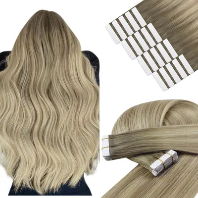 Produktbild von Tape-in Extensions Echthaar Ombre 45cm Platinblond 50g