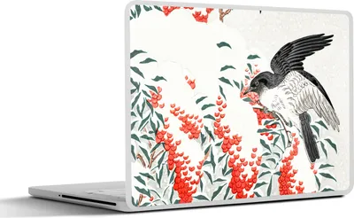 Produktbild von MuchoWow® Laptop Aufkleber Sticker Cover Vogel - Beere - Japanisch 30x21 cm - Sticker für Laptop - Selbstklebend