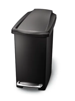 Produktbild von simplehuman 10 Liter schmaler Treteimer, schwarzer Kunststoff - 8,6x8,6x68,1 cm; CW1329