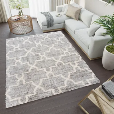 Obrázek produktu pro Koberec obývací pokoj ložnice moderní design shaggy vysoký vlas dlouhý vlas šedý ÖKOTEX 80 x 150 cm