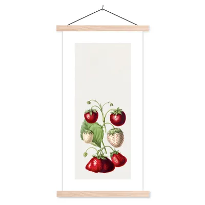 Produktbild von MuchoWow® Textilposter Lebensmittel - Erdbeeren - Pflanze 40x80 cm mit holzfarbenen Rahmen - Wohnzimmer