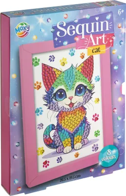 Produktbild von Paillettenbild mit Rahmen „Katze“