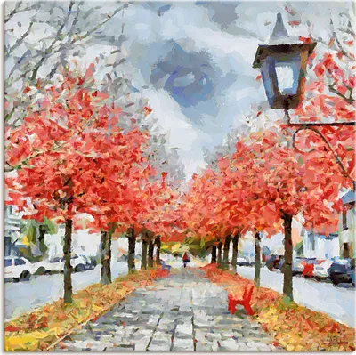 Produktbild von ARTland Leinwandbild Rote Bank Größe: 70x70 cm