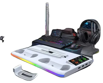 Produktbild von Kühlständer, Dual-Controller-Ladestation, RGB-Lichteffekt, Weiß
