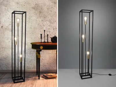 Produktbild von RL LIVE YOUR LIGHT REALITY VITO - Stehleuchte - Stehleuchte - Schwarz mit Gold - 3x E27 - H153cm