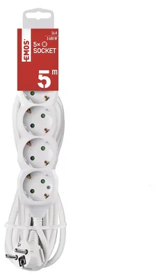 Immagine prodotto di Ciabatta multipresa prolunga 5 m - 5 prese - 3680 W - Bianco