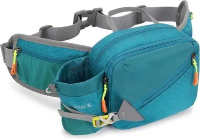 Produktbild von Bauchtasche mit Flaschenhalter, Hüfttasche, Sport für Outdoor, Hundetraining, Radfahren, Wandern, Laufen, Hüfttasche für Damen und Herren, groß, Juwelblau, Sport