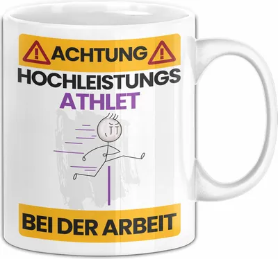 Produktbild von Athlet Tasse Geschenk Lustiger Spruch Geschenkidee für Athlet Achtung Hochleistungs Athlet Bei Der Arbeit (Weiß)