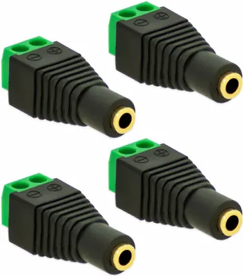 Produktbild von 4X Klinken Buchse 3,5mm Adapter > Terminal Block 2-Pin Schraub Klemmen Vergoldet