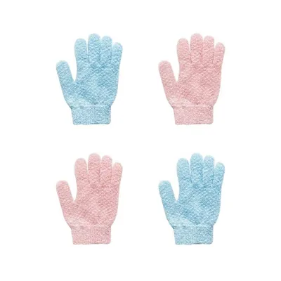 Produktbild von 4 Peeling Handschuh Exfoliating Gloves Peelinghandschuh Körper Badezubehör Massage Handschuh Doppelseitig Badehandschuhe Duschhandschuh