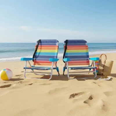 Image de Lot de 2 chaises de plage pliantes avec accoudoirs