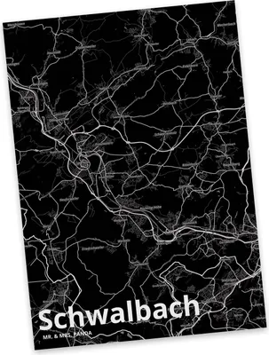 Produktbild von Mr. & Mrs. Panda Postkarte Schwalbach - Geschenk, Fotokarte, Postkarten, Stadt Dorf Karte Landkarte Map Stadtplan, Grußkarte, bildkarte, Ansichtskarten